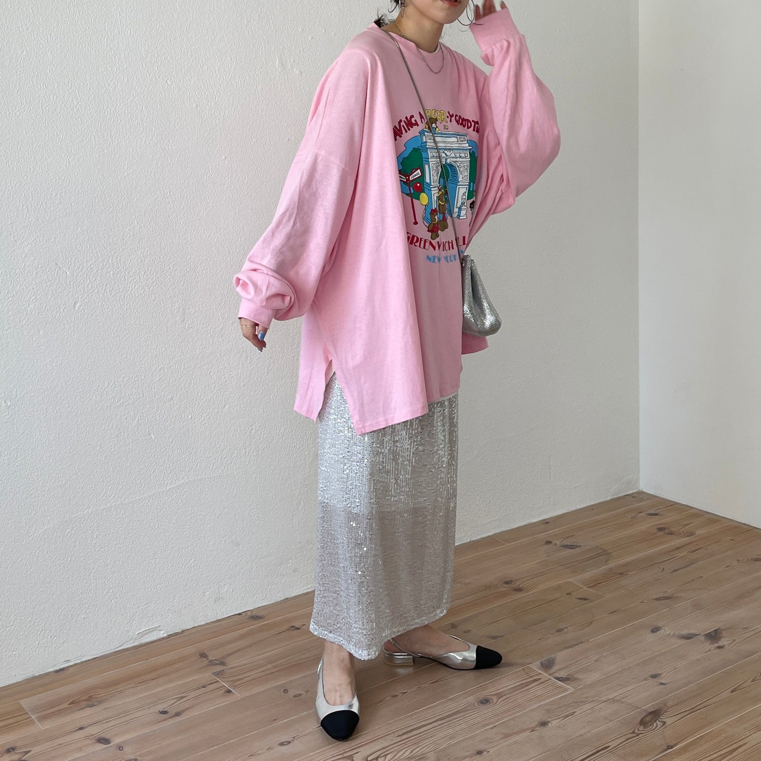 "GIRAGIRA" disco skirt / silver