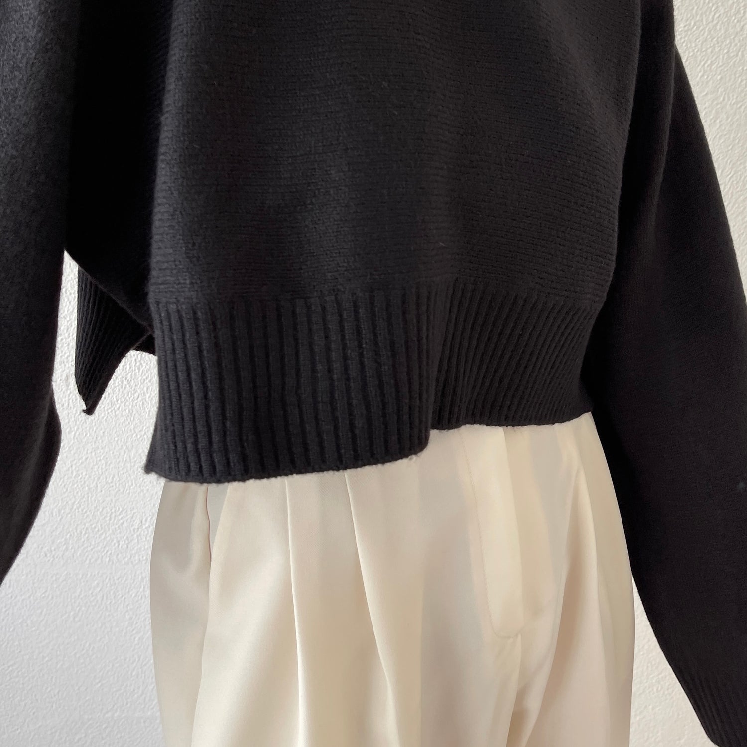 wide sleeve short knit / black