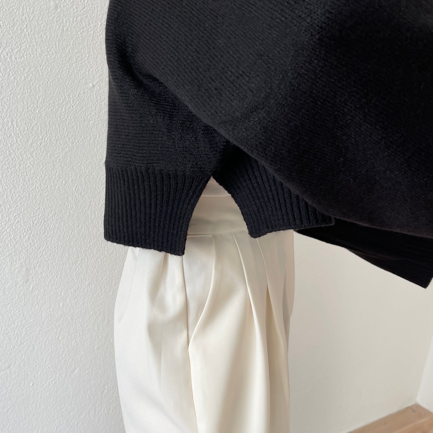 wide sleeve short knit / black