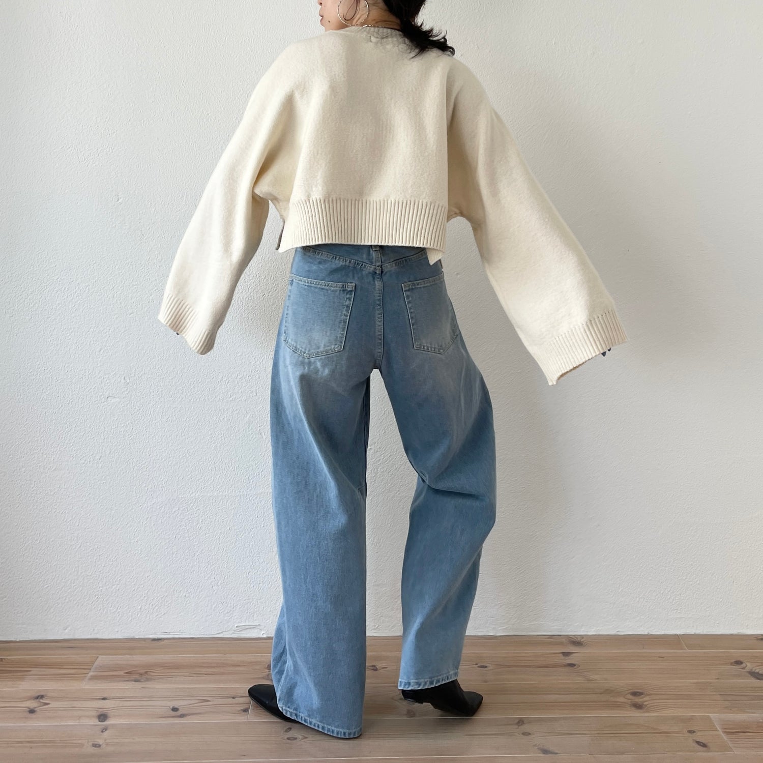 wide sleeve short knit / ivory