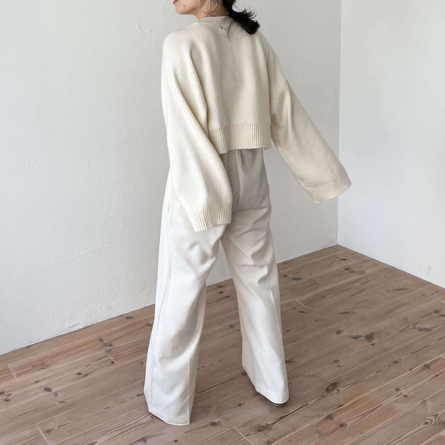 wide sleeve short knit / ivory