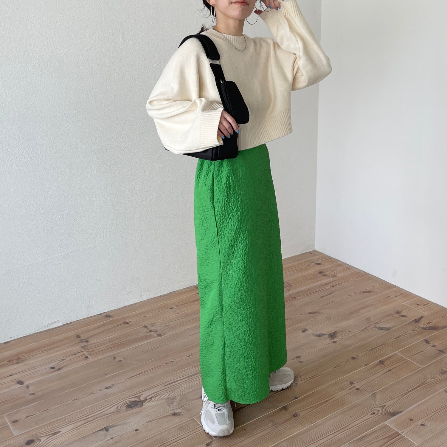 wide sleeve short knit / ivory