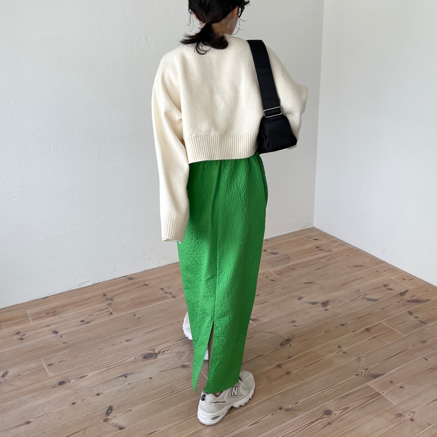 wide sleeve short knit / ivory
