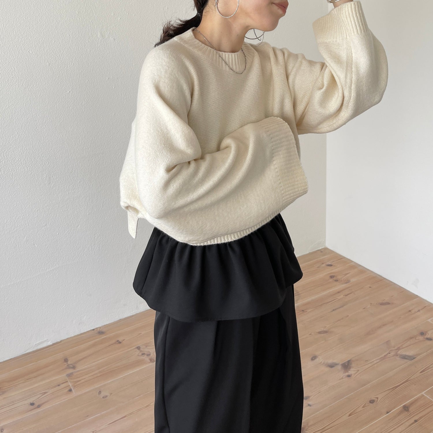 plus one nylon bustier / black (シャカシャカナイロン素材)