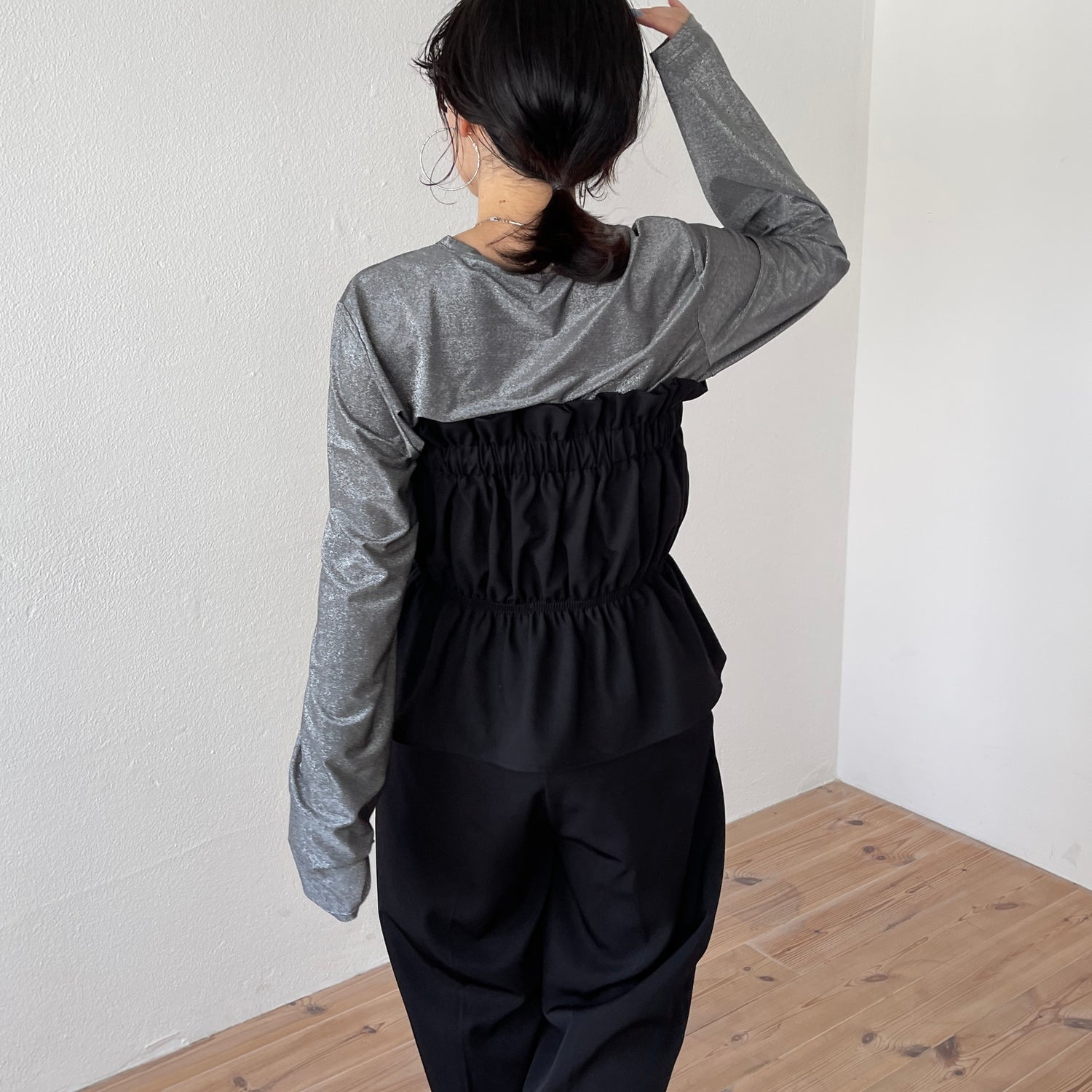 plus one bustier / black (綺麗目ツルッと素材)