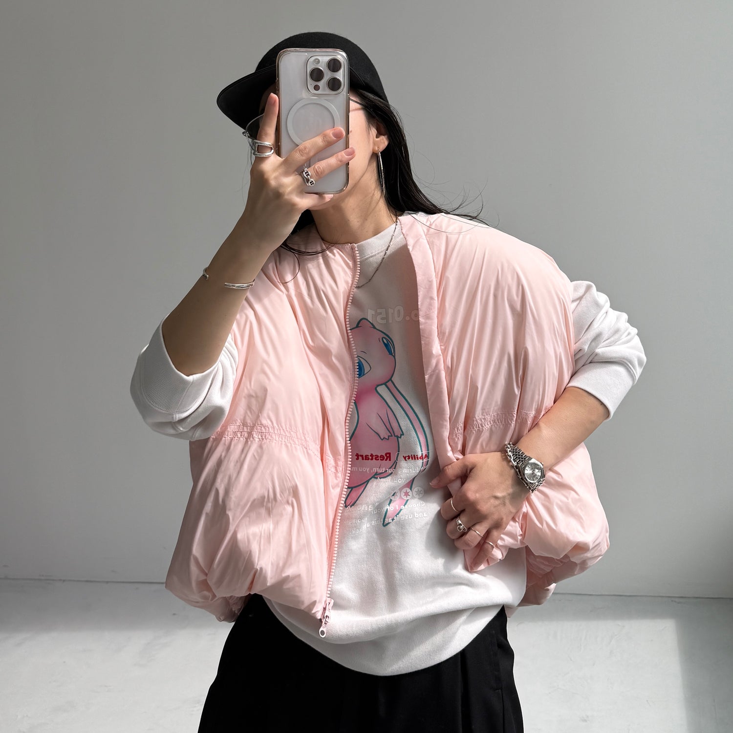egg down vest / baby pink