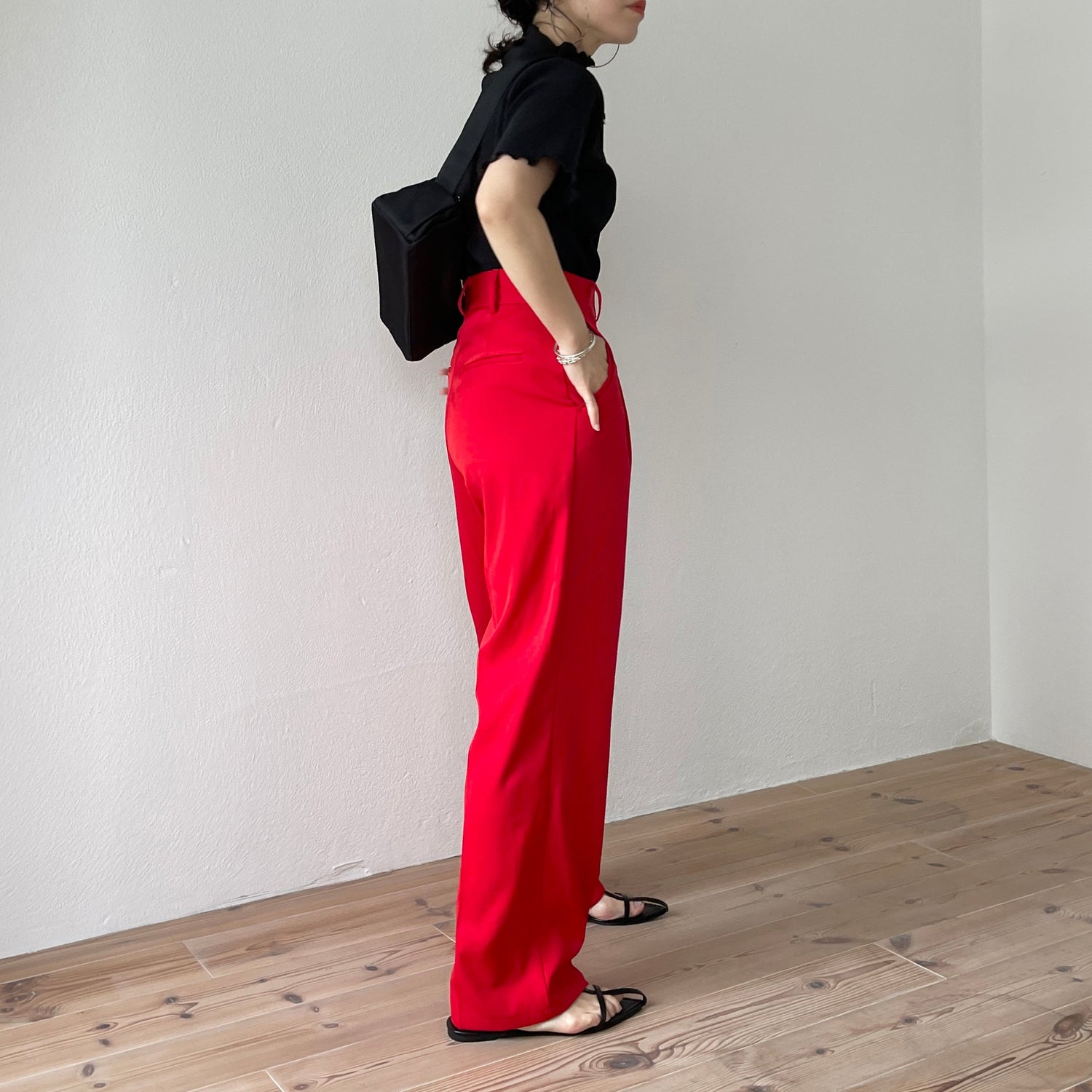 【SAMPLE】super stretch pleats tops / black