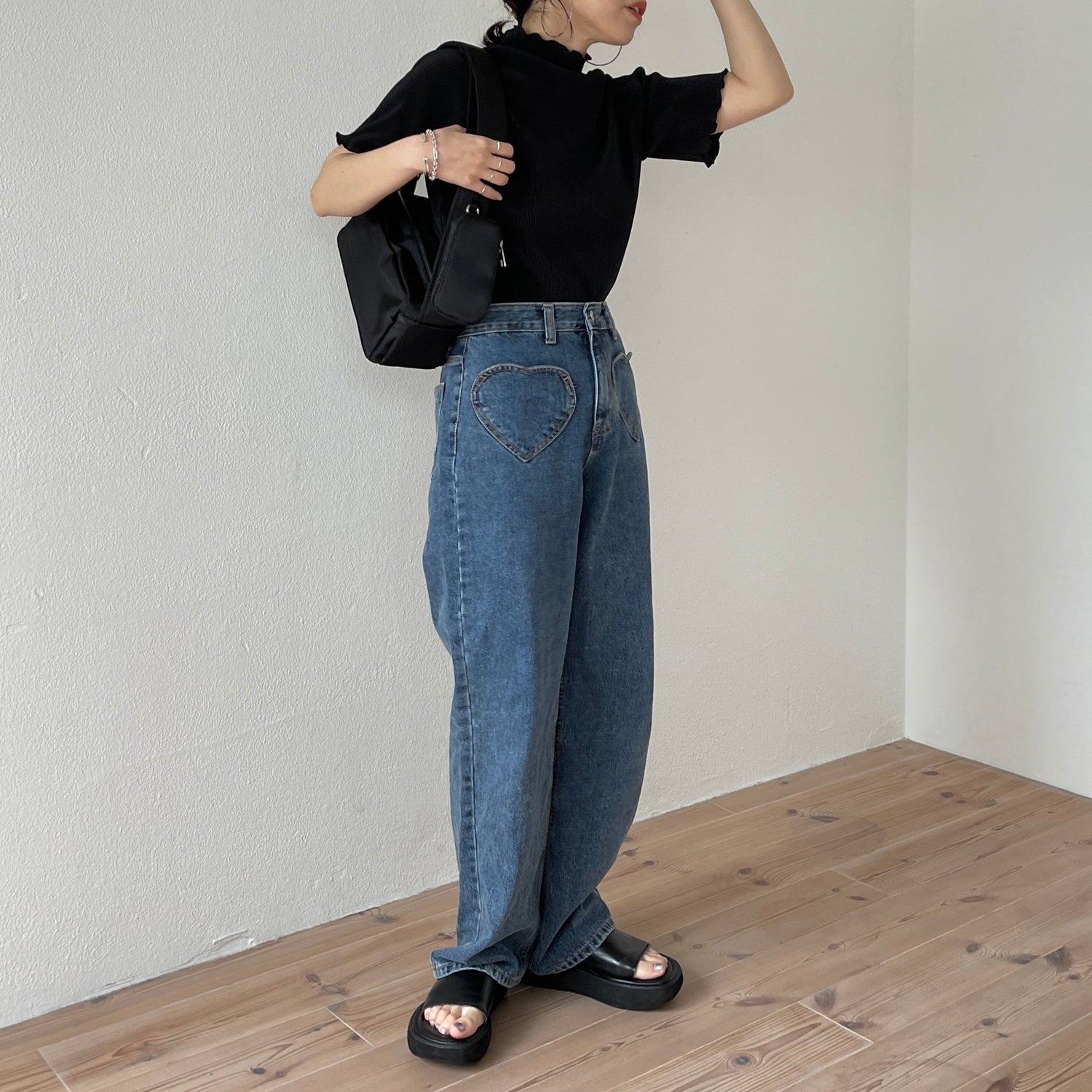 【SAMPLE】super stretch pleats tops / black