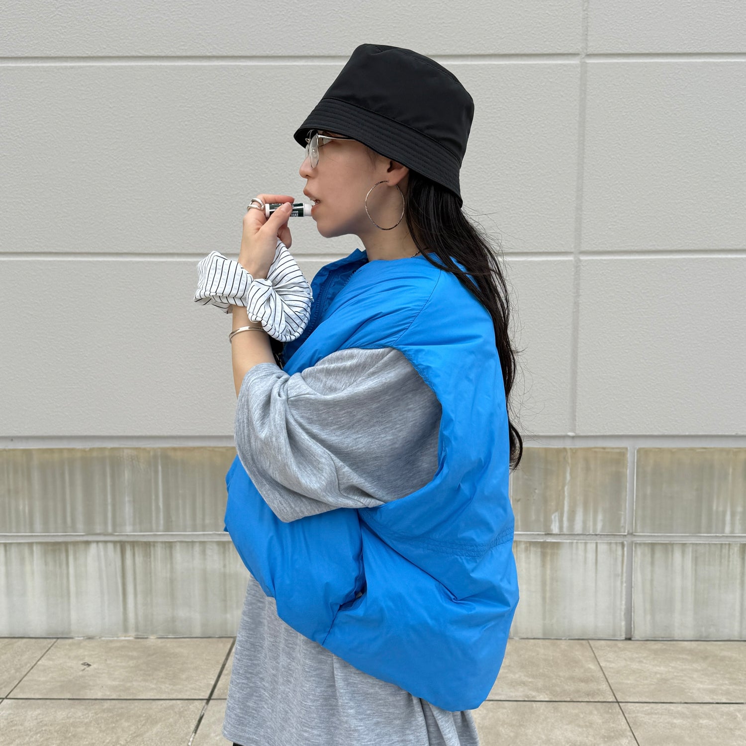 egg down vest / blue