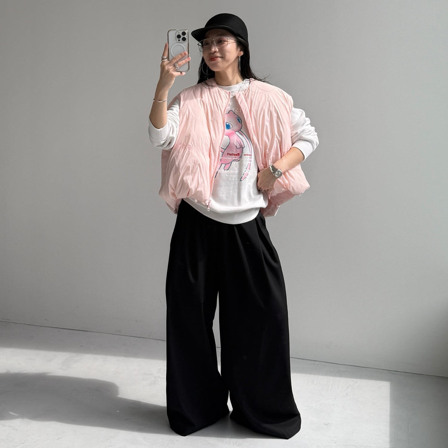 egg down vest / baby pink