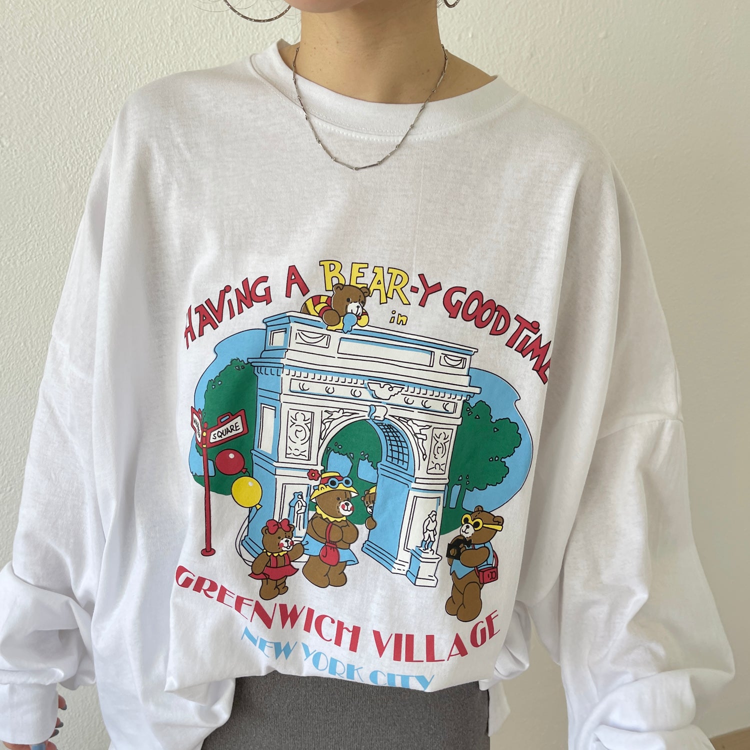 vintage like bear tee / ivory