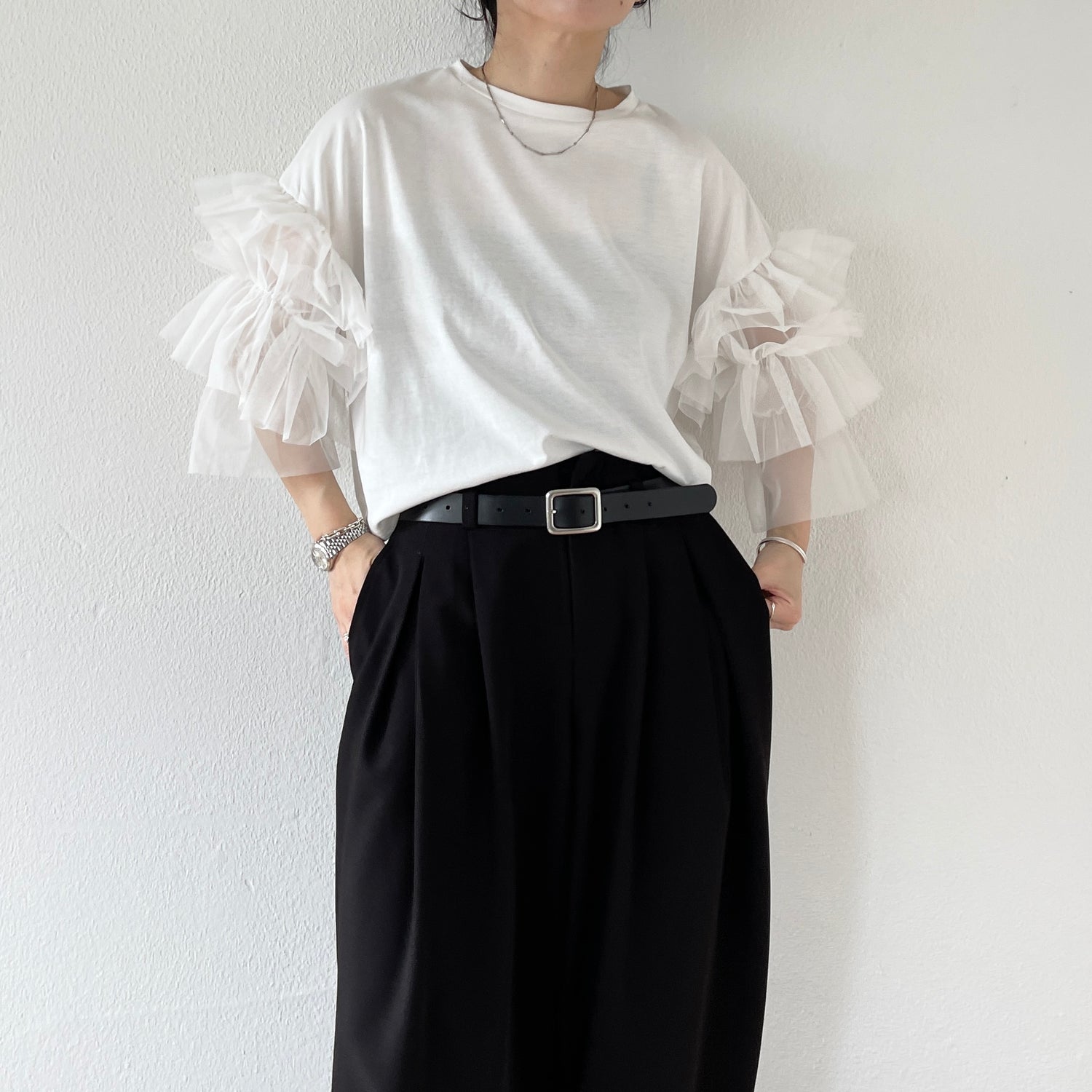 cheer frill tee / ivory