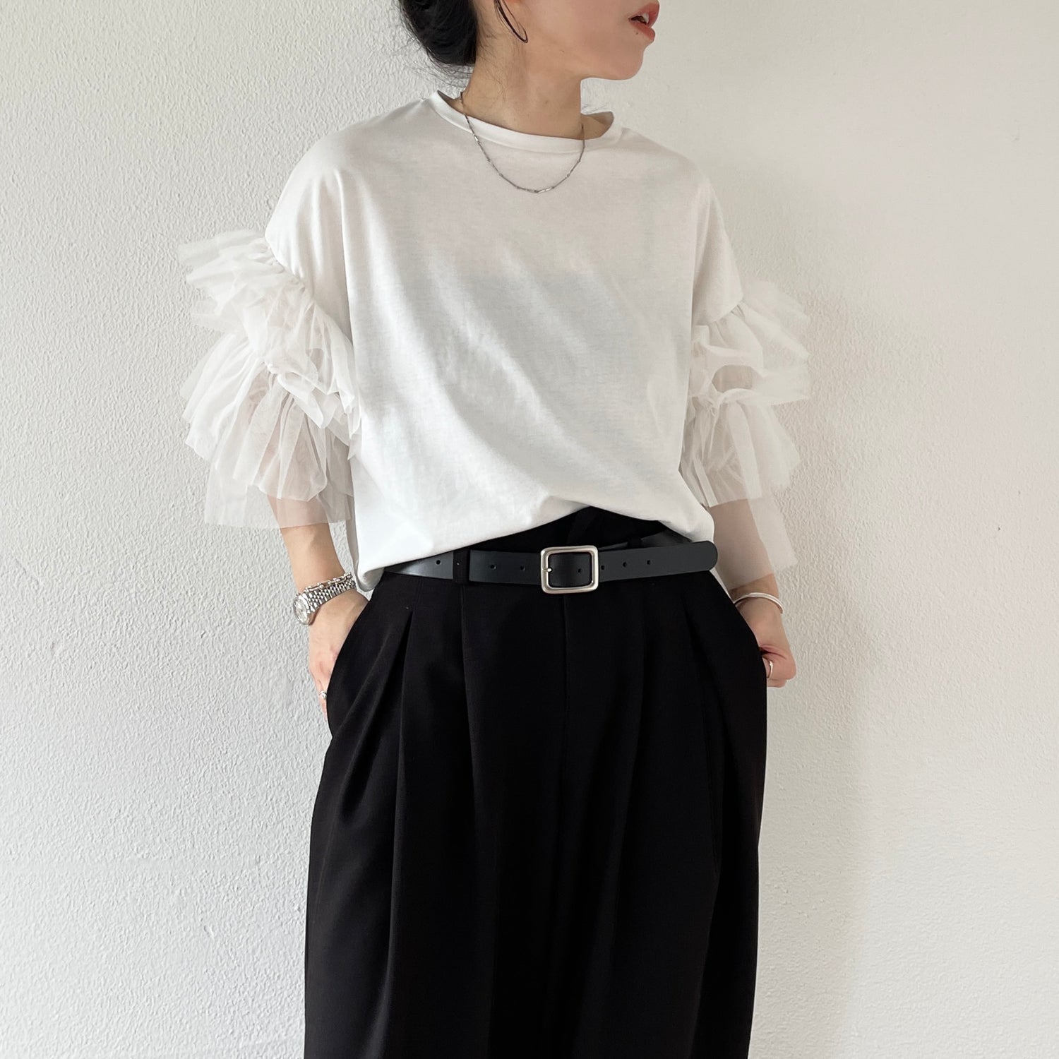 cheer frill tee / ivory