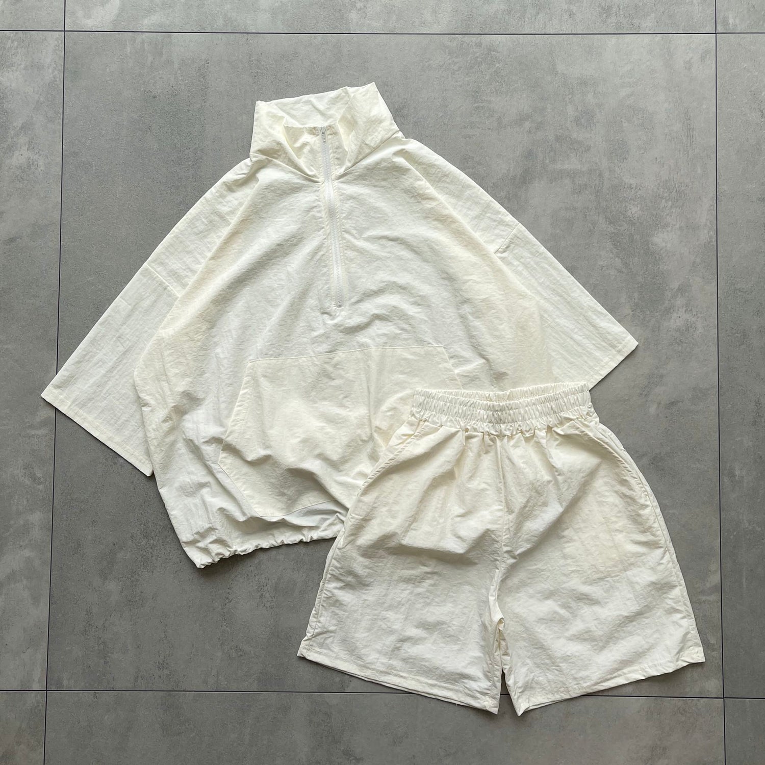 (2点SET) half zip nylon set up / ivory