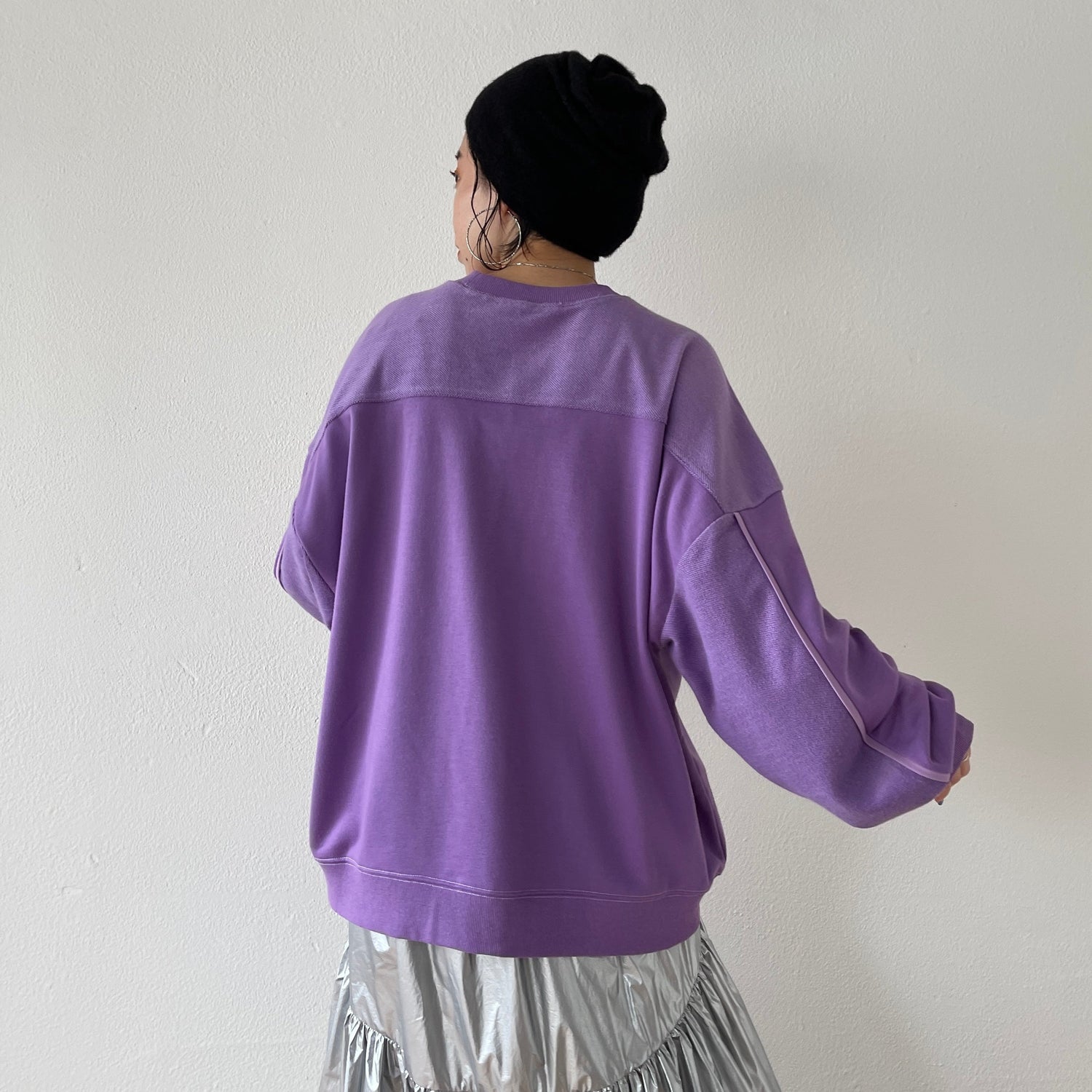 【SAMPLE】volume sleeve piping sweat / purple