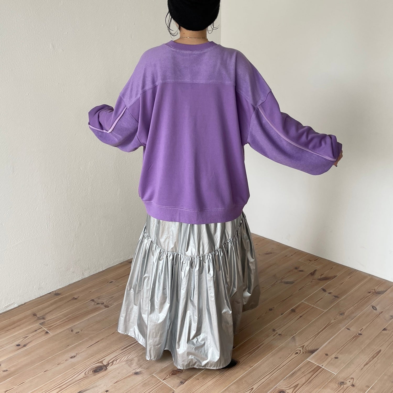 【SAMPLE】volume sleeve piping sweat / purple