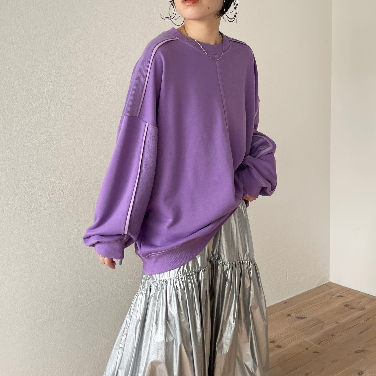 volume sleeve piping sweat / purple