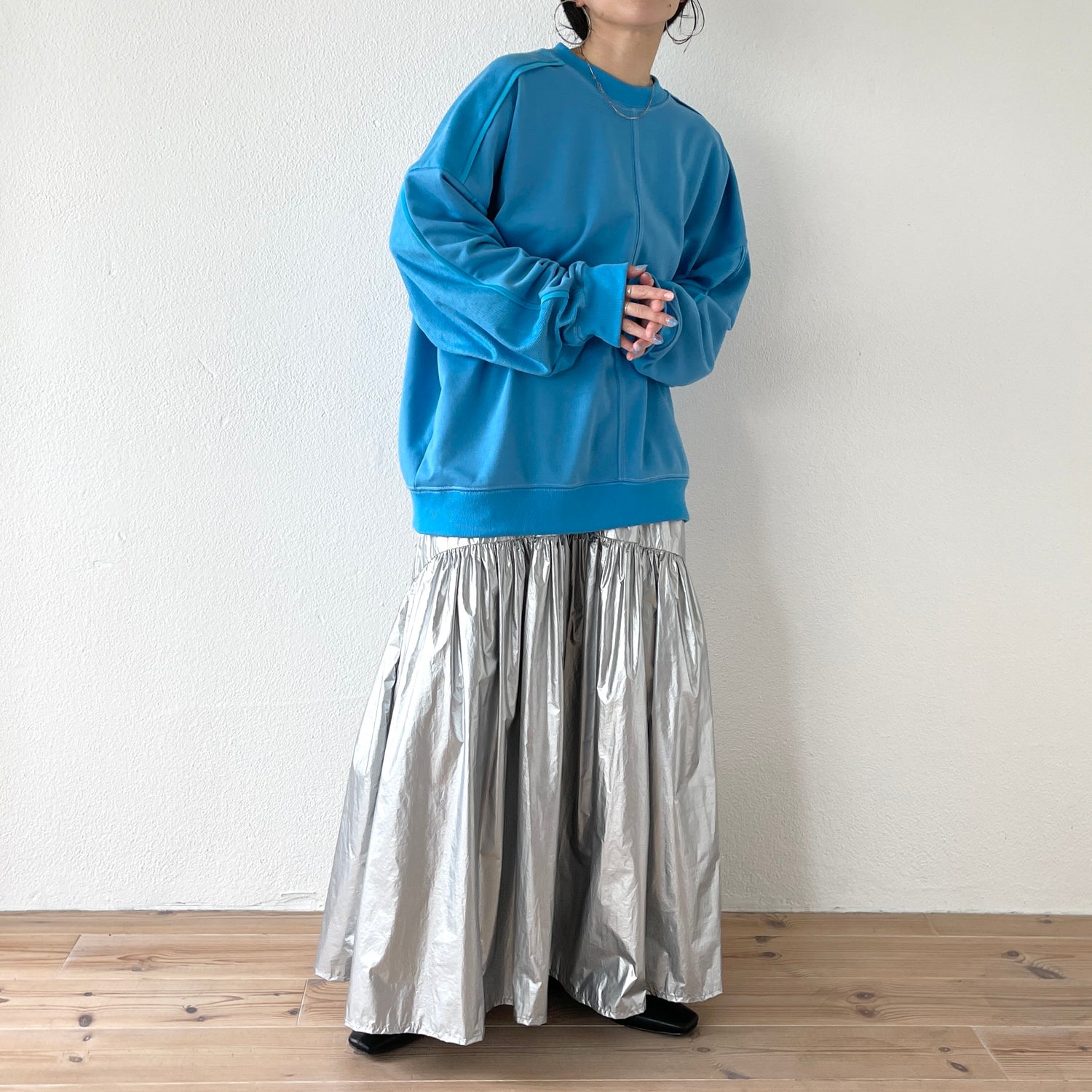 volume sleeve piping sweat / blue