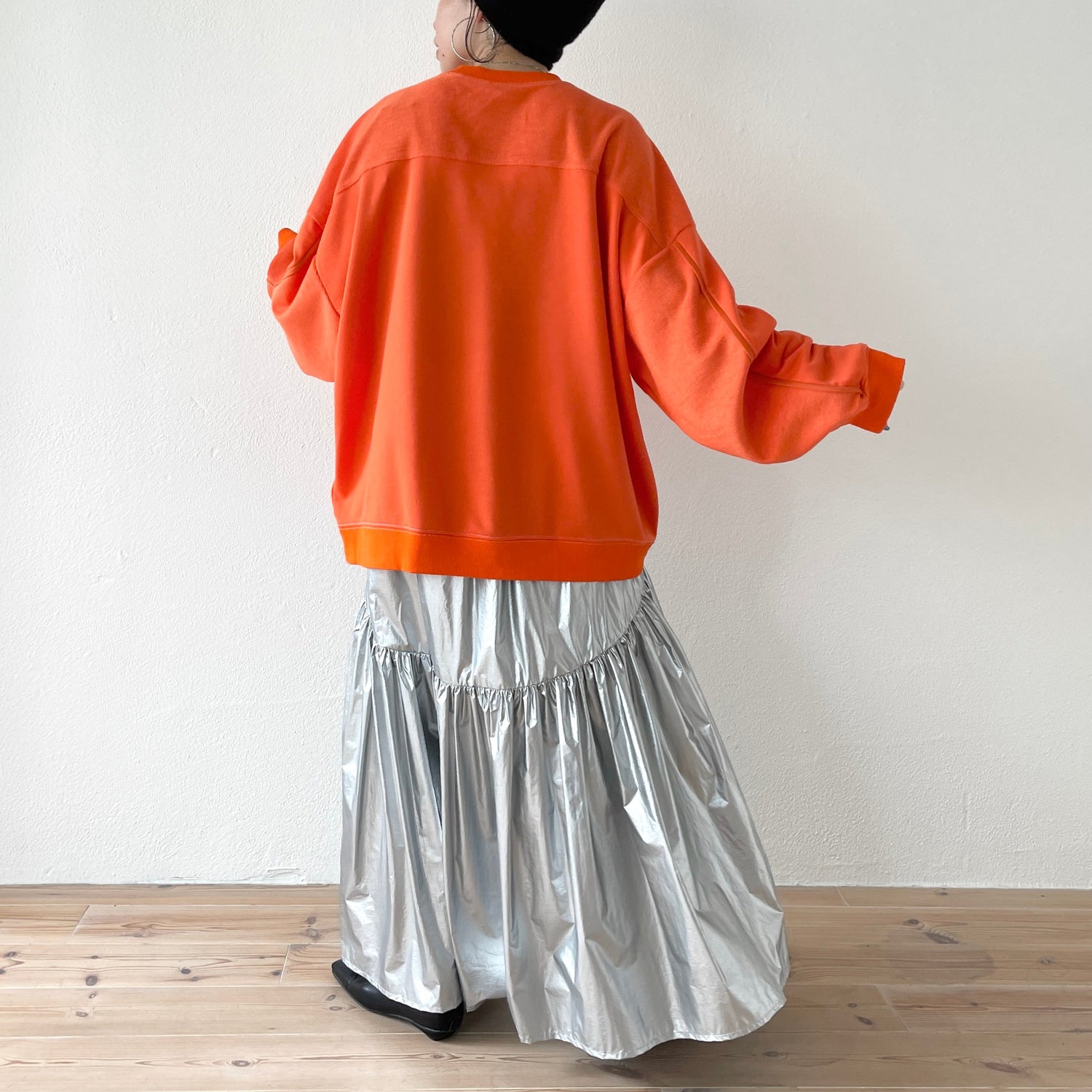 【SAMPLE】volume sleeve piping sweat / orange