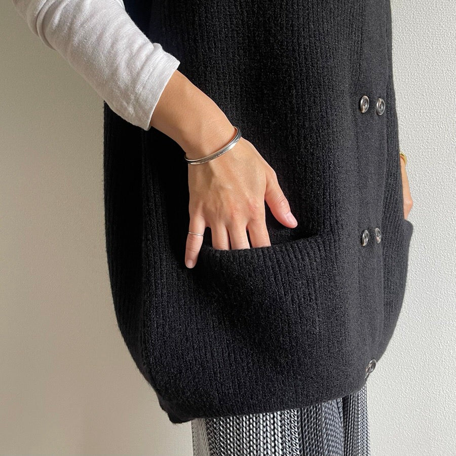 【SAMPLE】double button knit vest / black