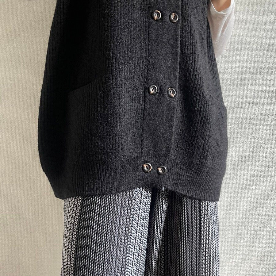 【SAMPLE】double button knit vest / black