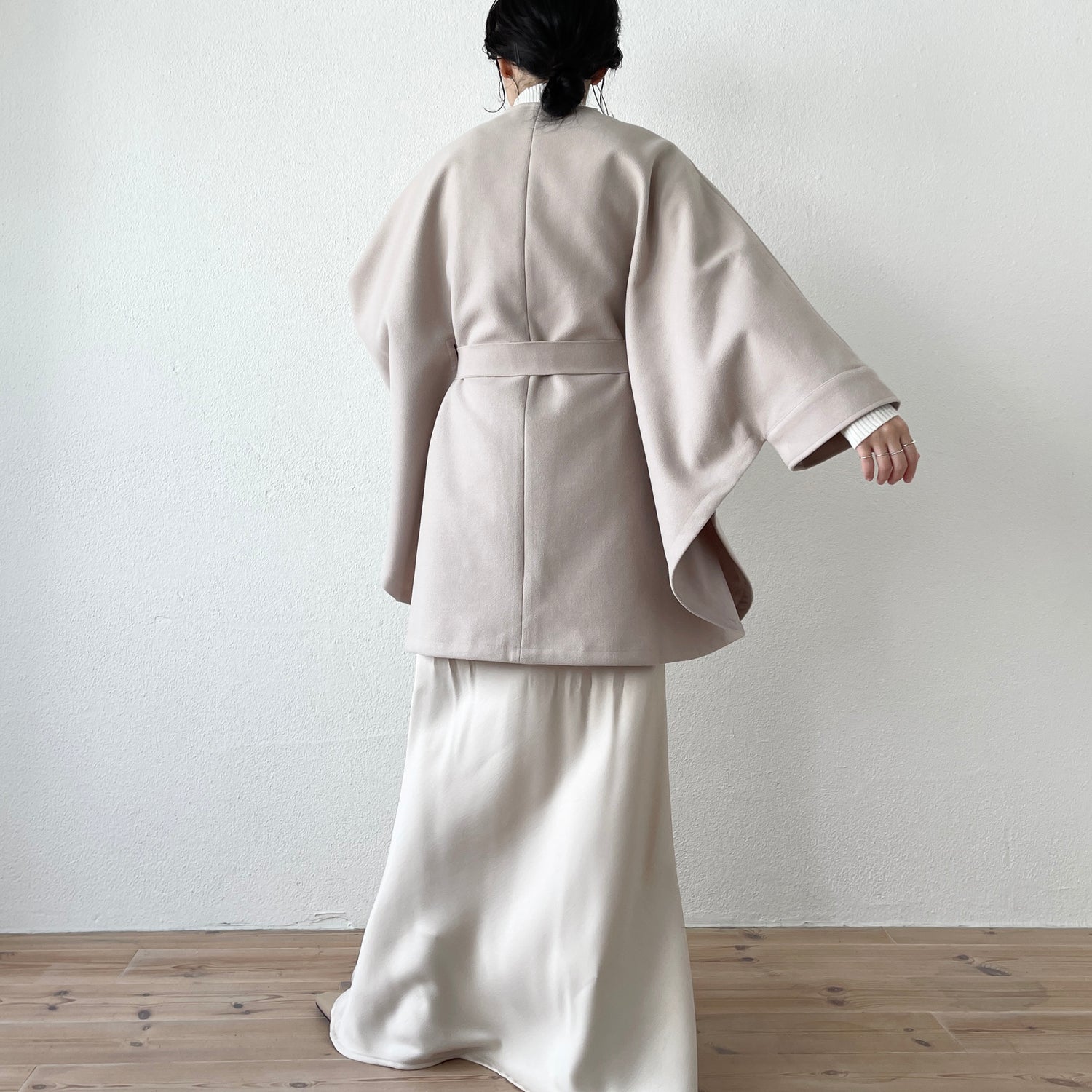 poncho coat muffler set / ivory
