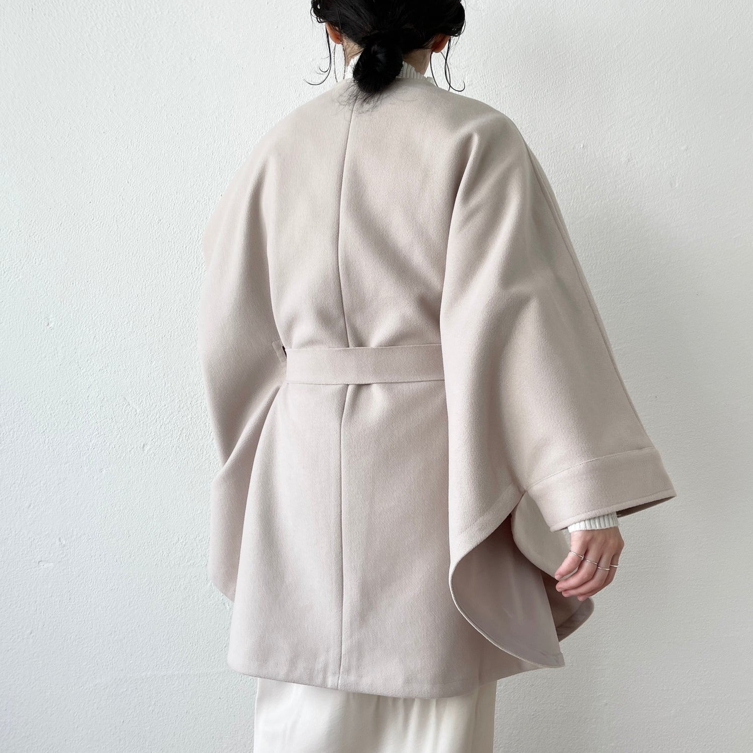 poncho coat muffler set / ivory
