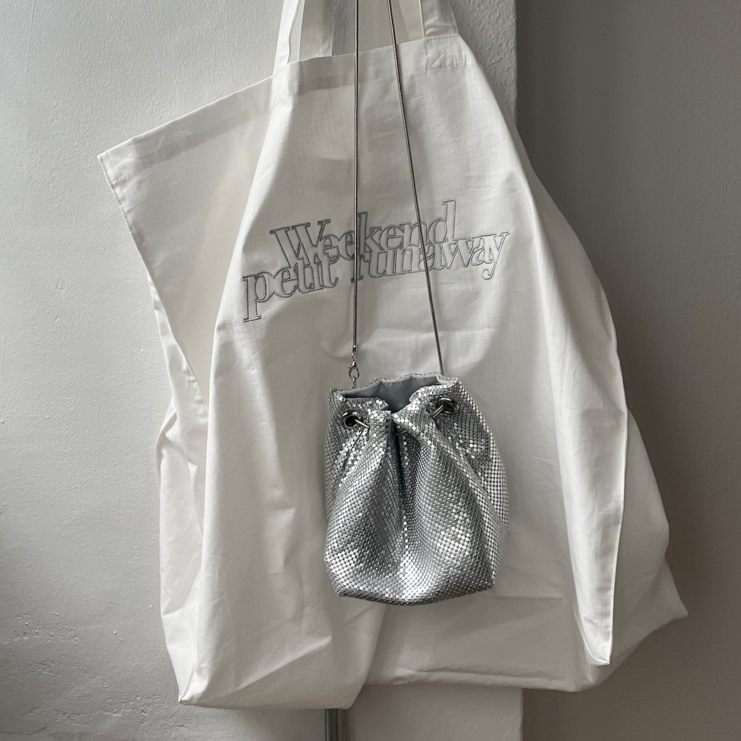 glitter disco mini bag / silver