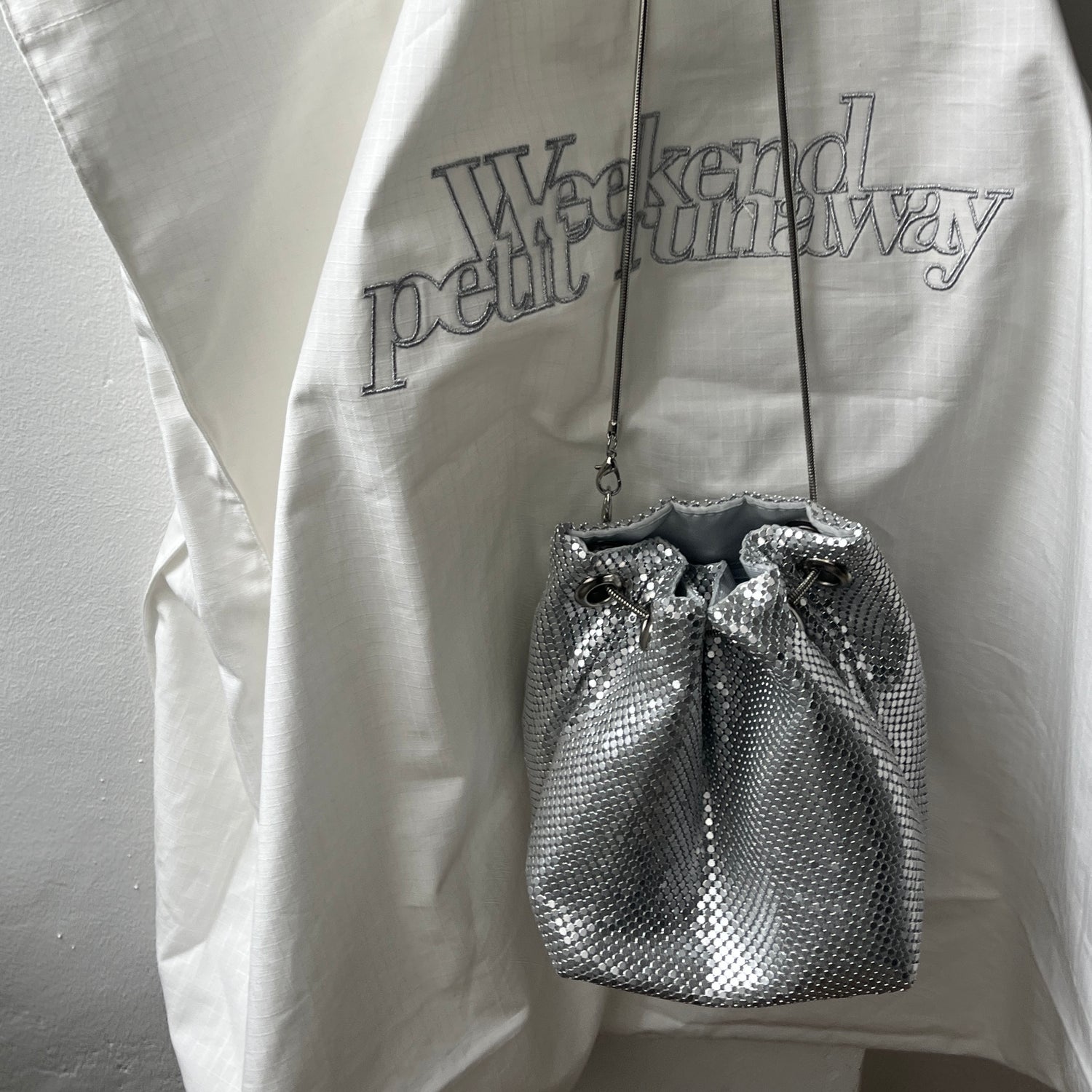 glitter disco mini bag / silver