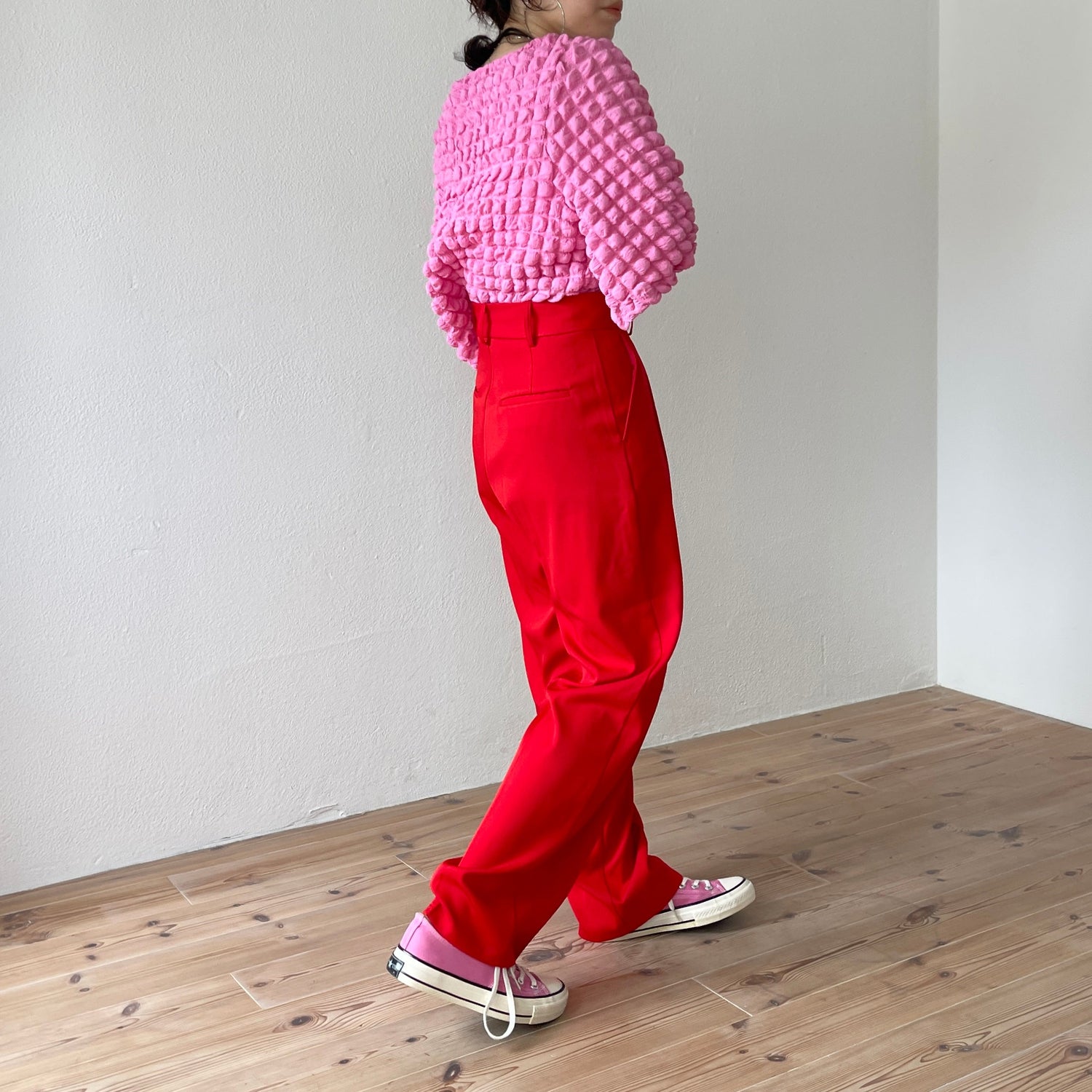 【SAMPLE】wide shoulder pop corn po / pink