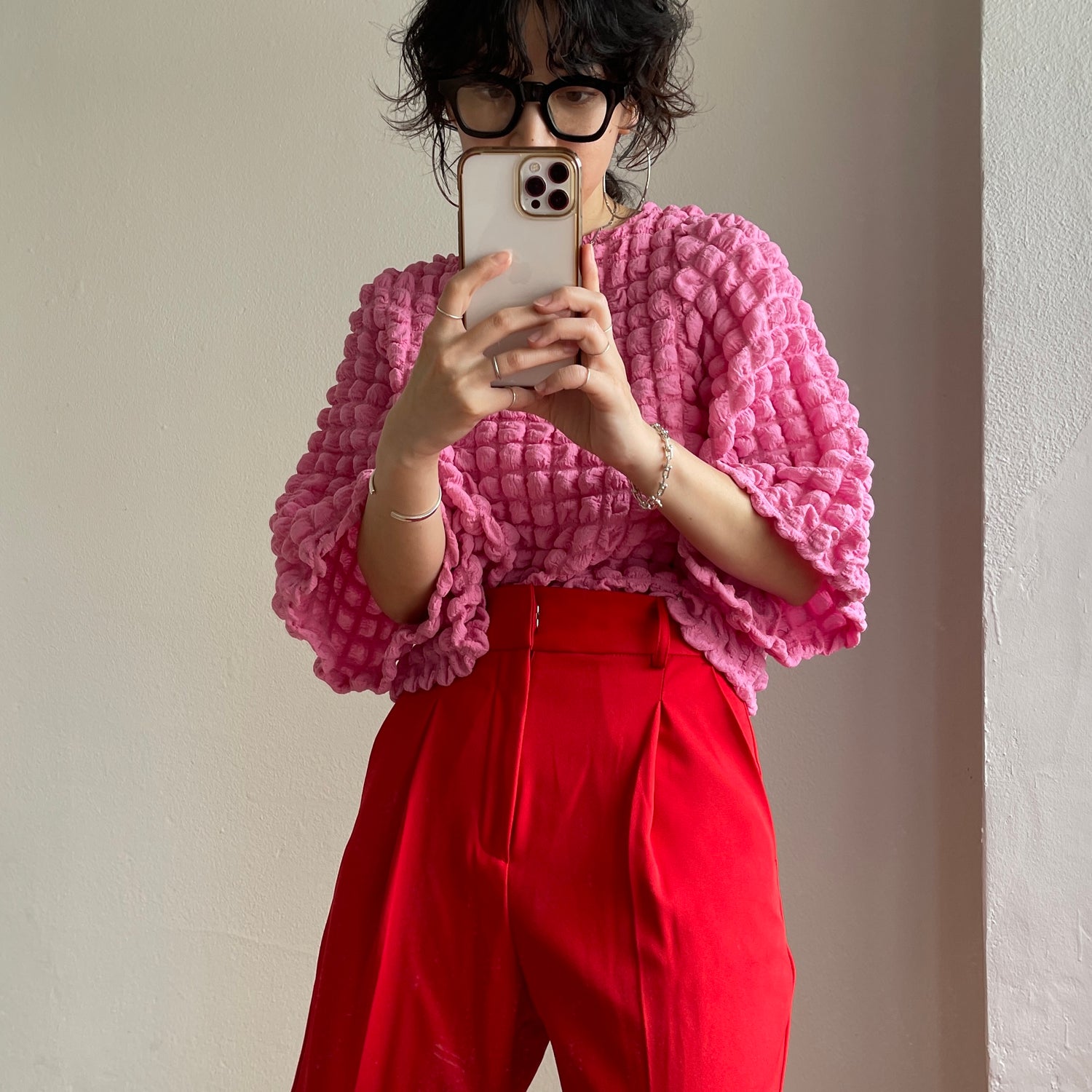 wide shoulder pop corn po / pink