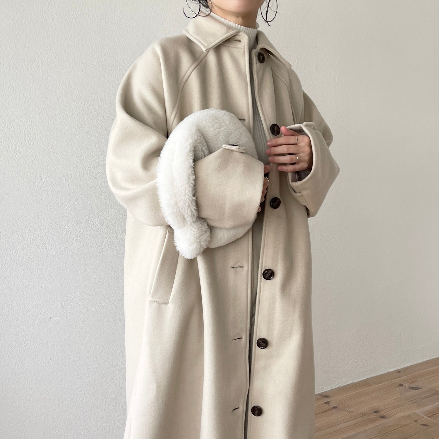 daily daily soutien collar long coat / ivory