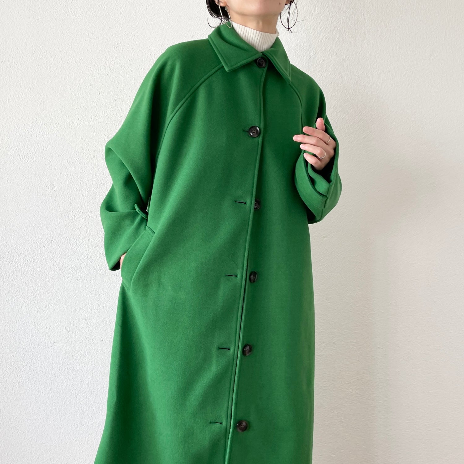 daily daily soutien collar long coat / green