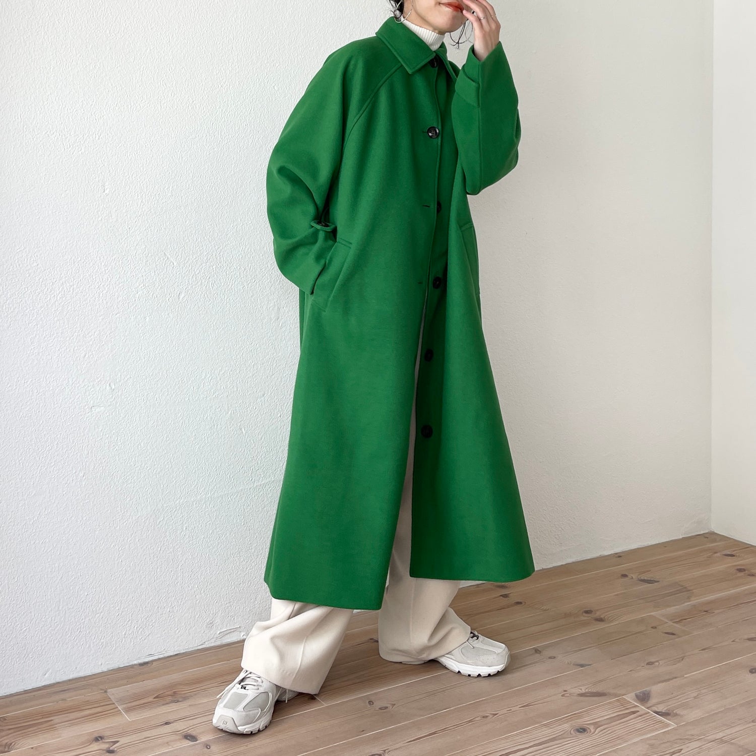daily daily soutien collar long coat / green