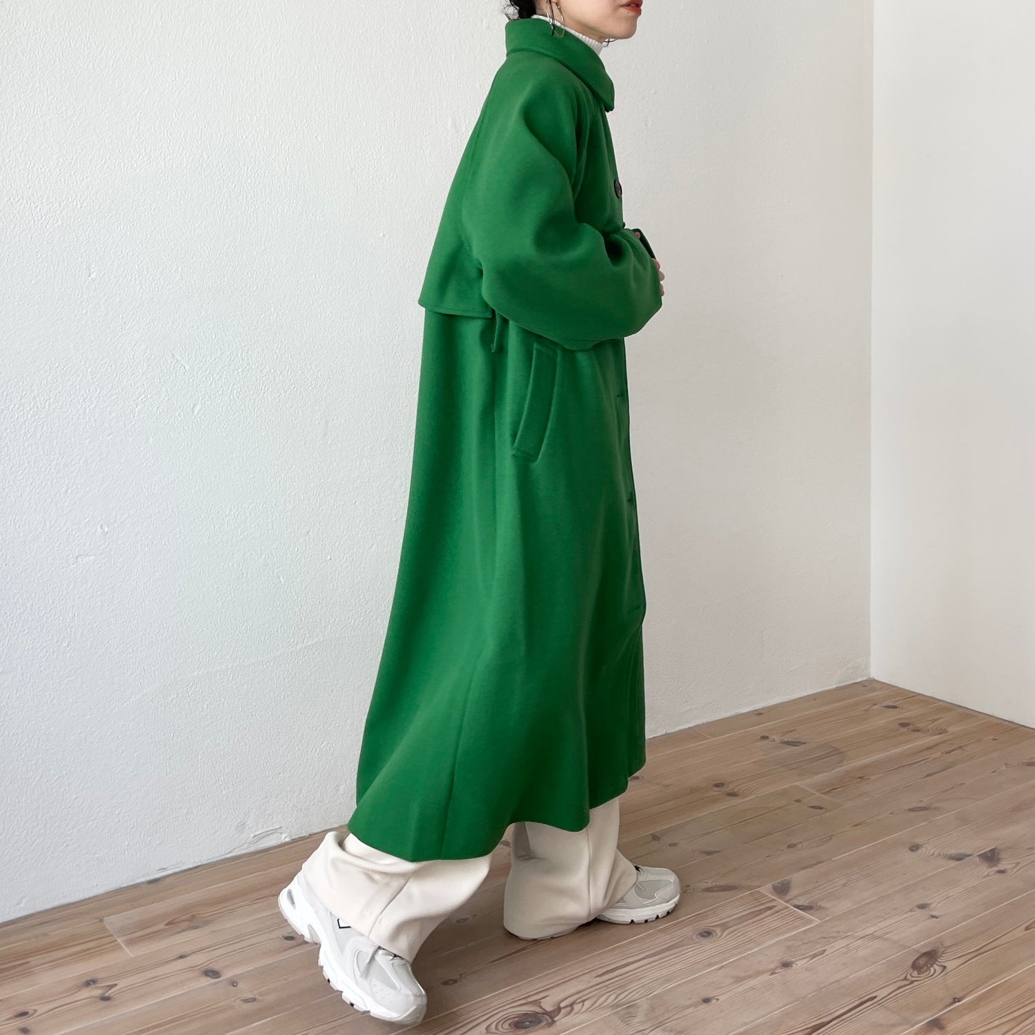 daily daily soutien collar long coat / green