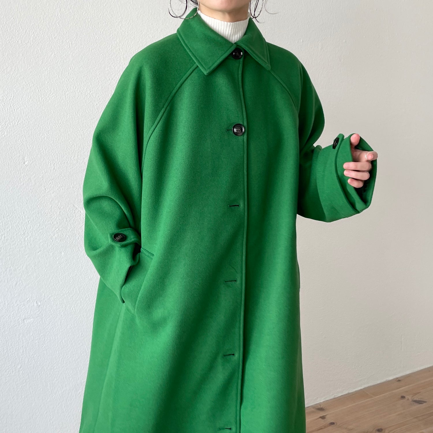 daily daily soutien collar long coat / green