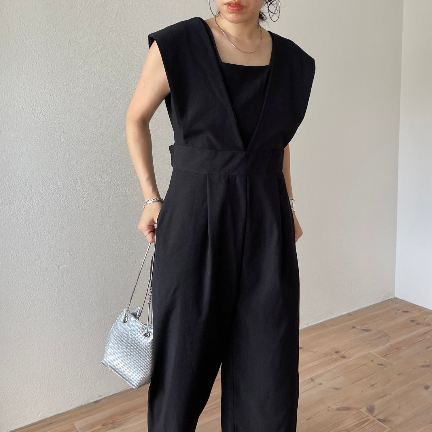 【SAMPLE】mulch scene jump suits / black