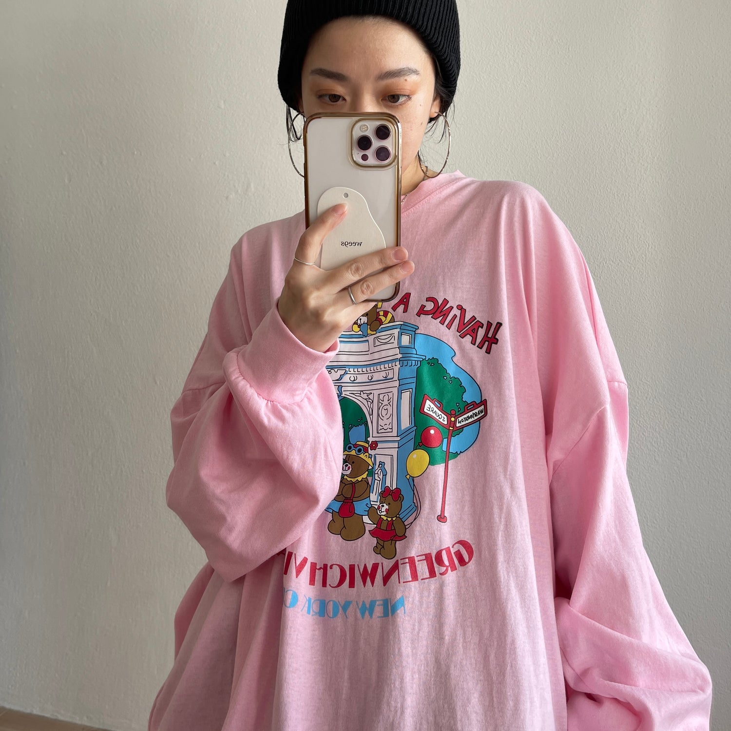 vintage like bear tee / pink
