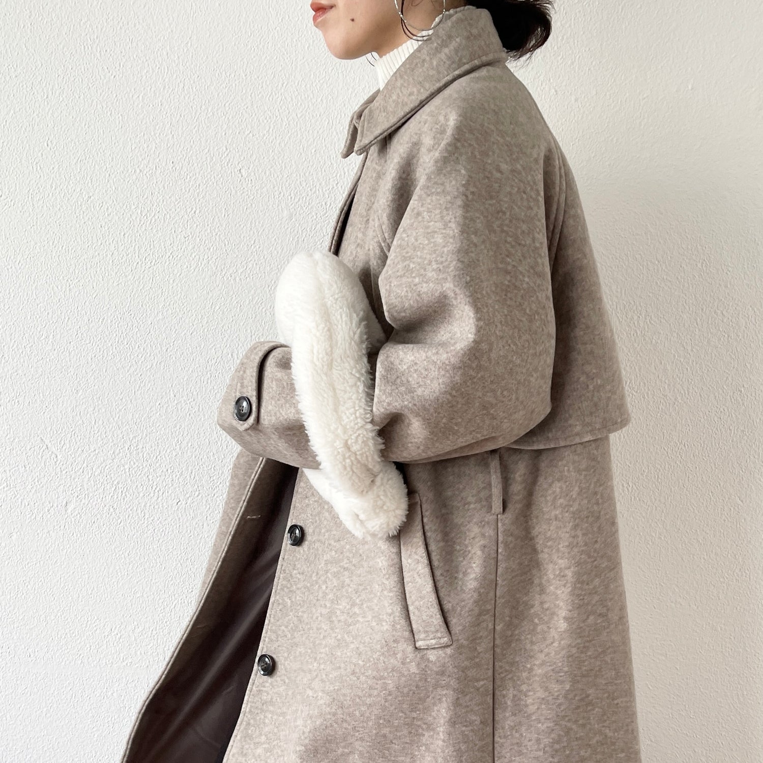 daily daily soutien collar long coat / beige