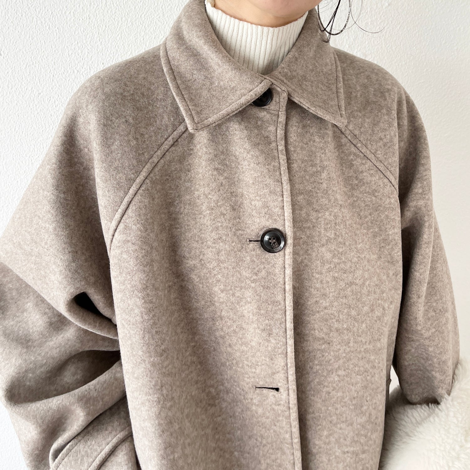 daily daily soutien collar long coat / beige
