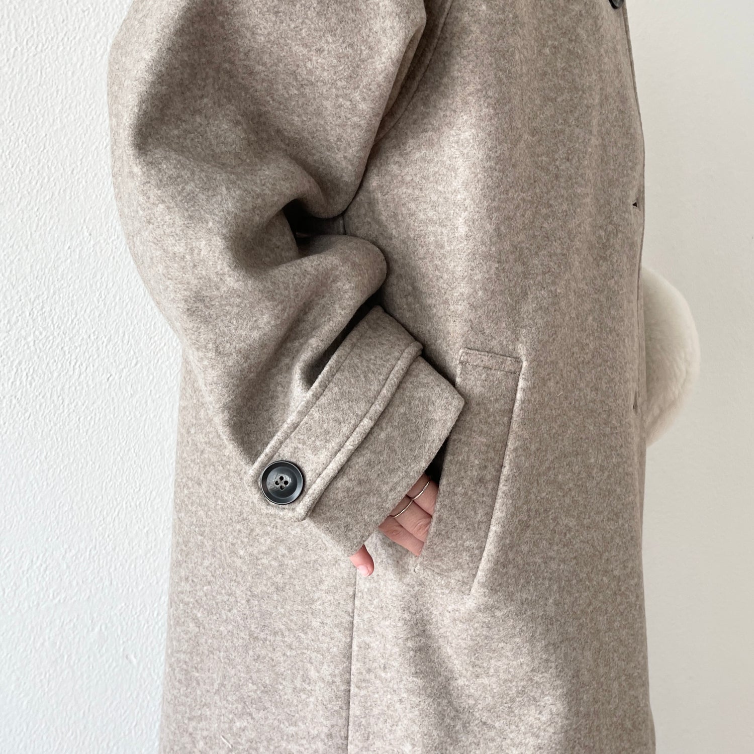 daily daily soutien collar long coat / beige