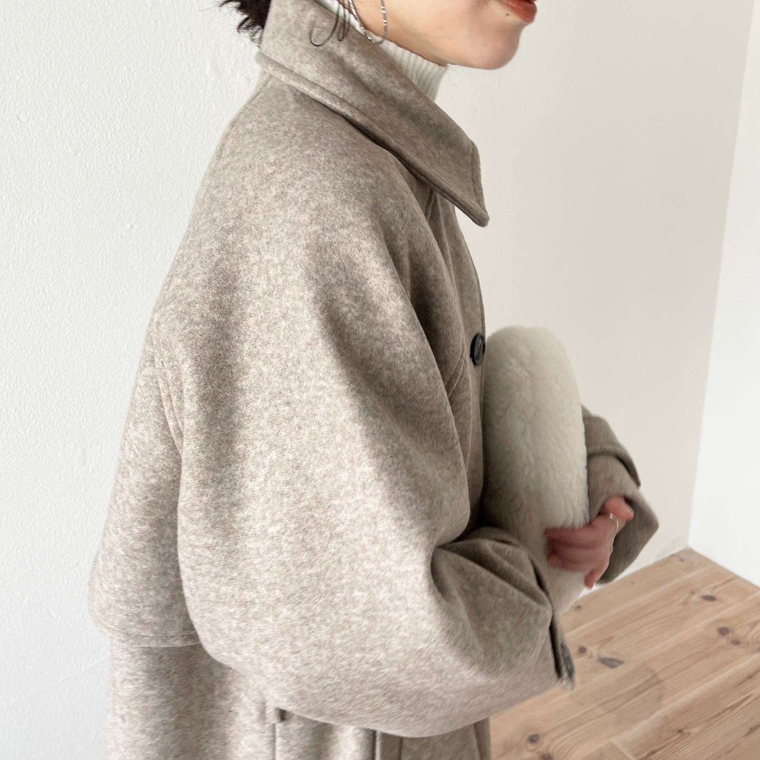 daily daily soutien collar long coat / beige