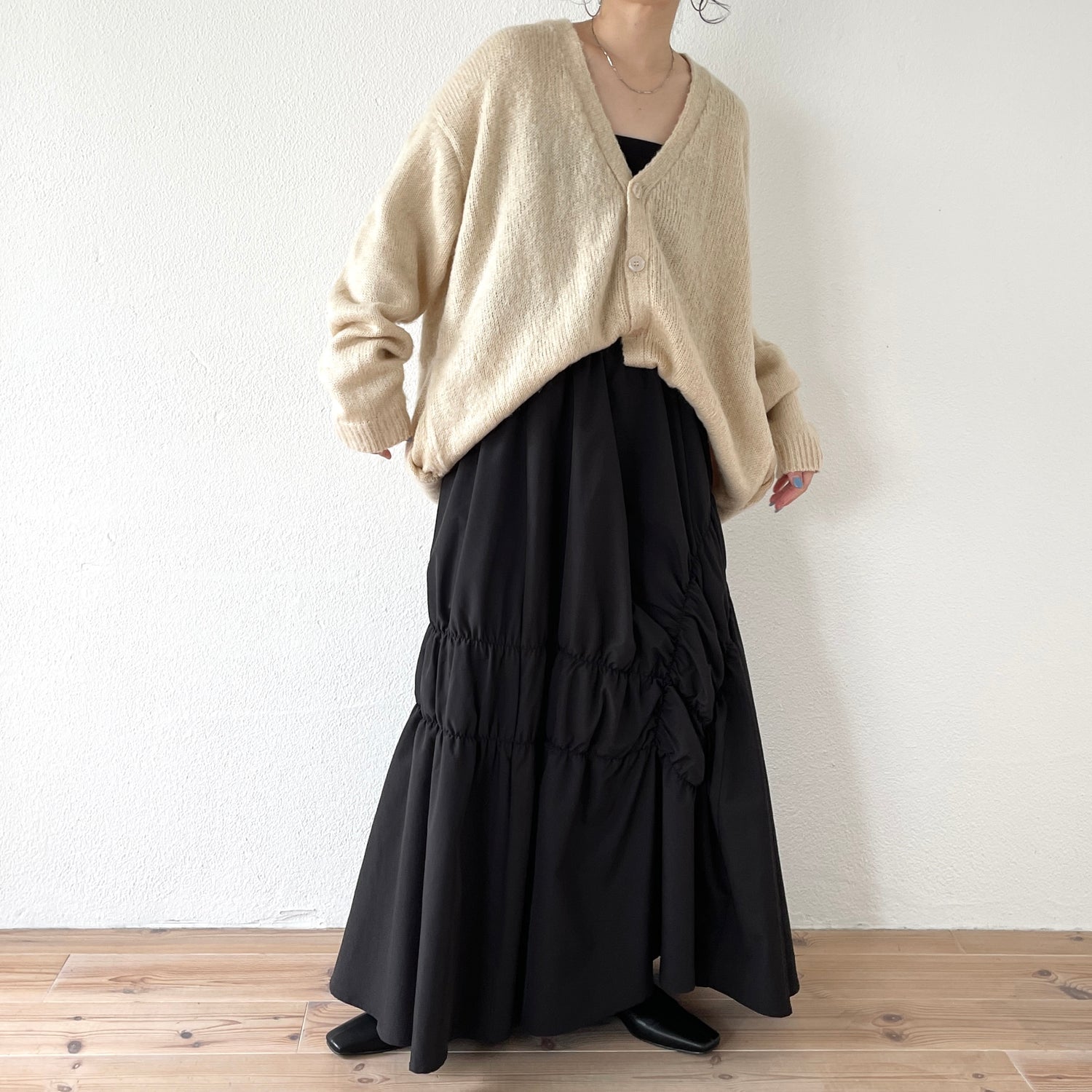 over size shaggy cardigan / ivory