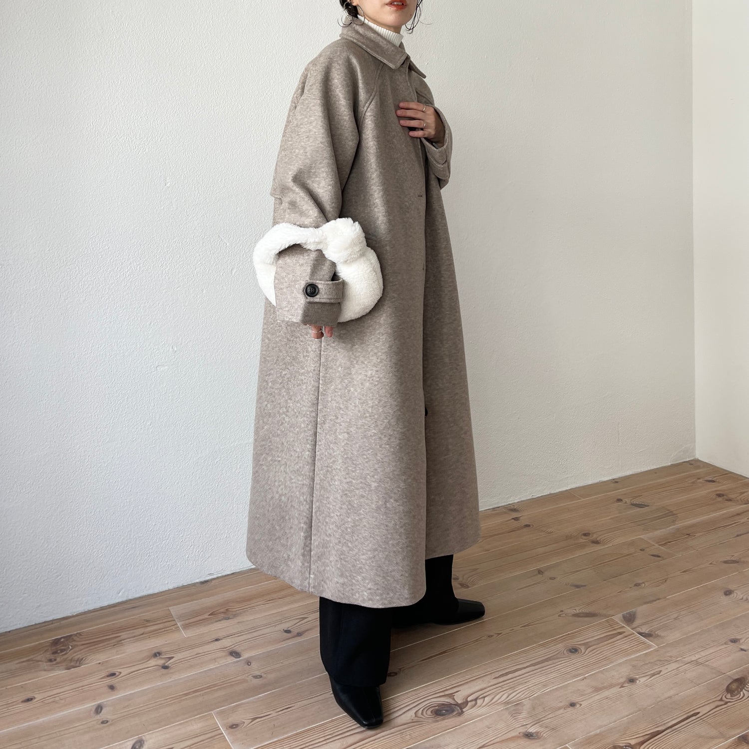 daily daily soutien collar long coat / beige