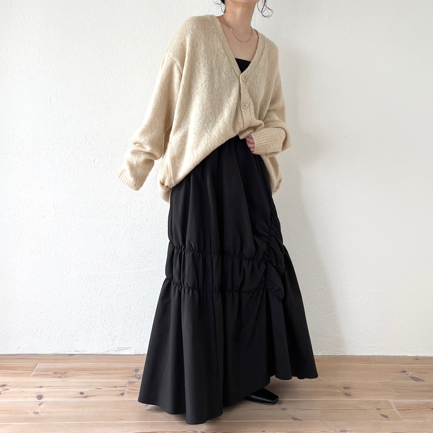 over size shaggy cardigan / ivory