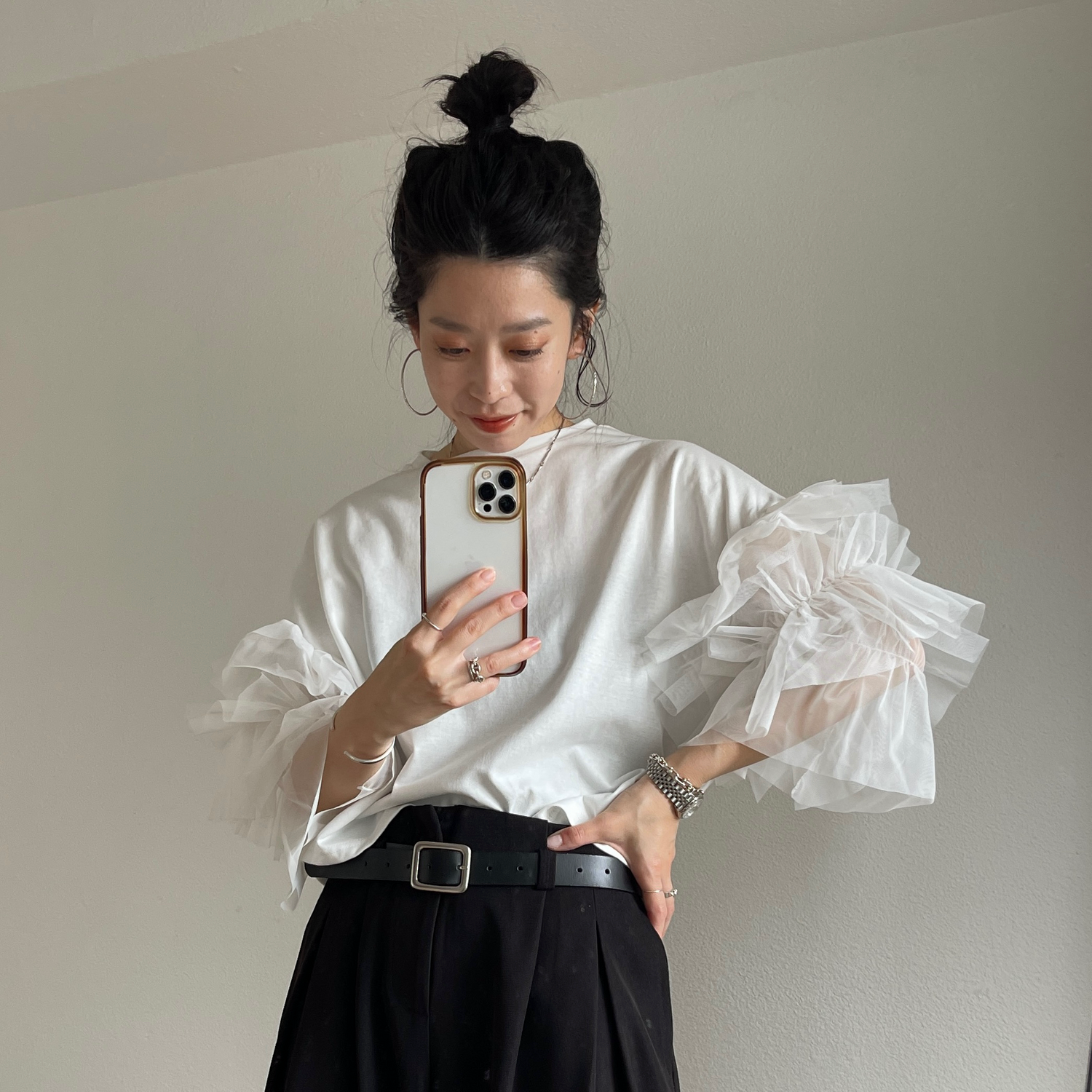 cheer frill tee / ivory