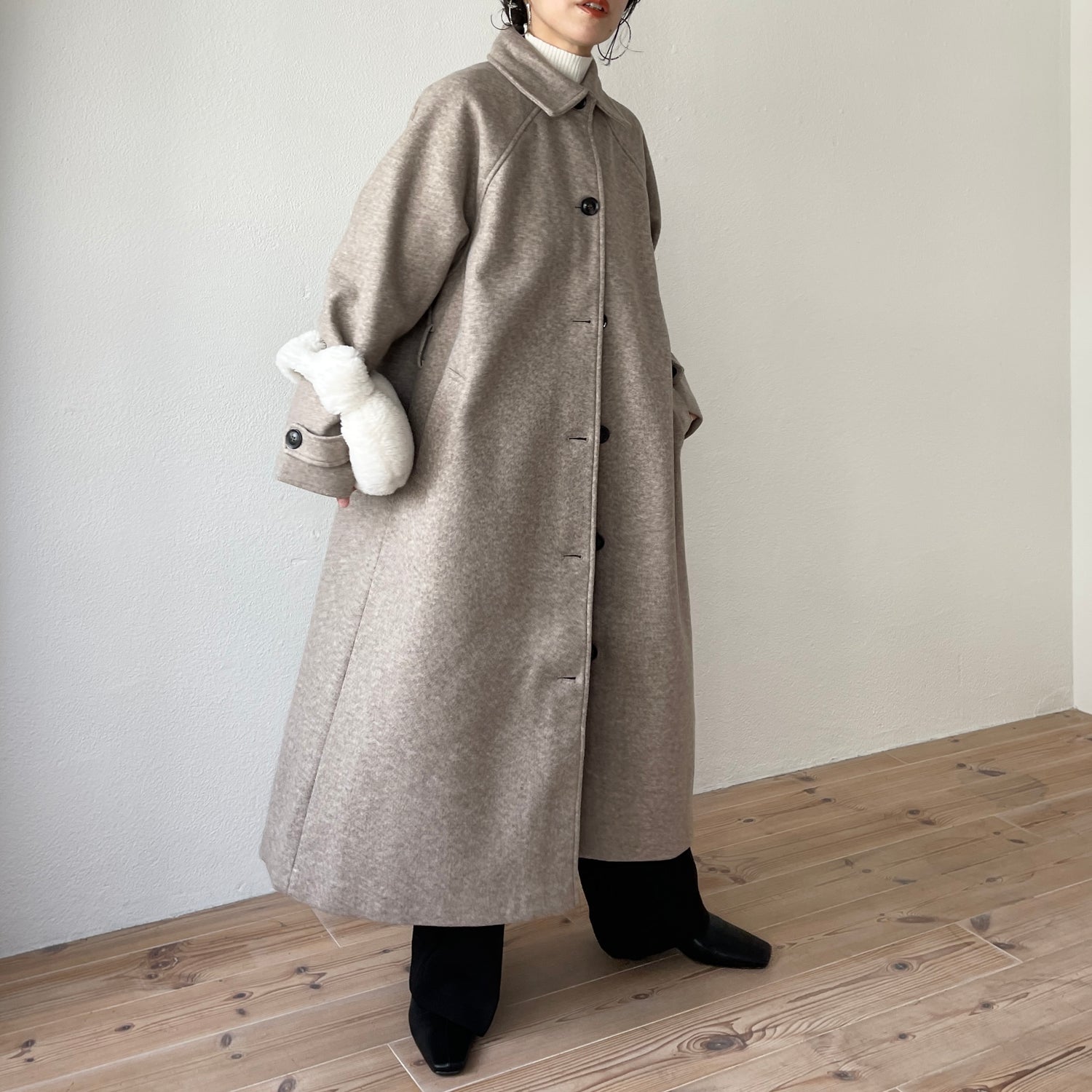 daily daily soutien collar long coat / beige