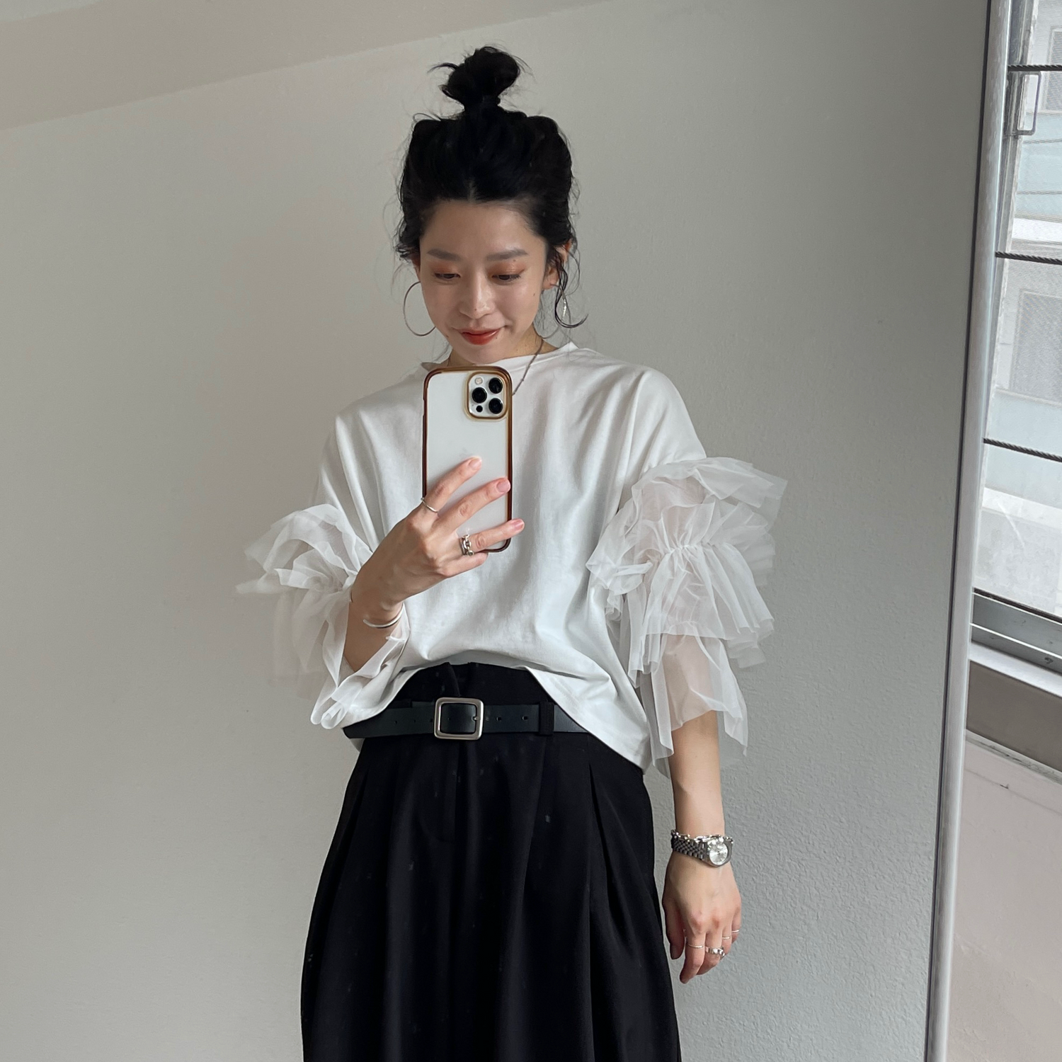 cheer frill tee / ivory