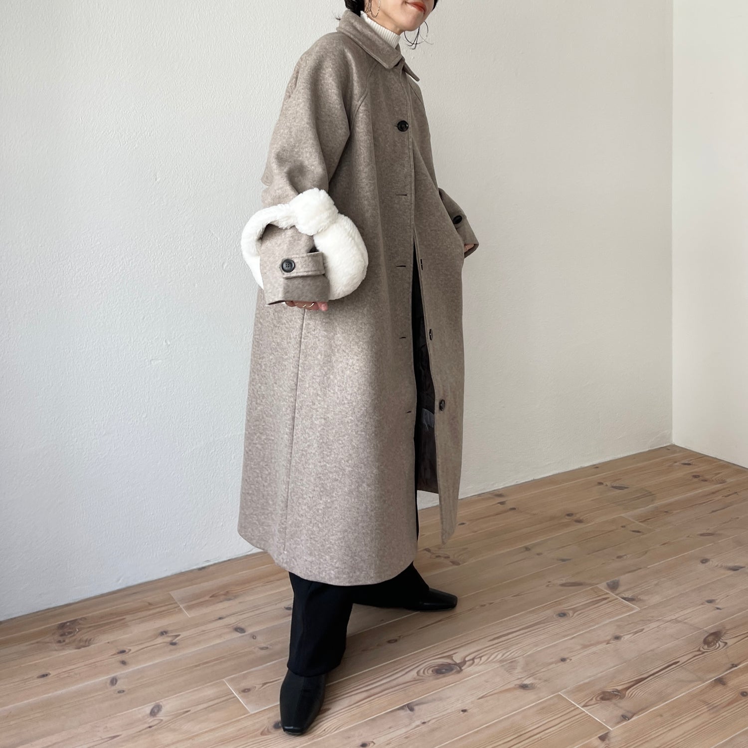 daily daily soutien collar long coat / beige