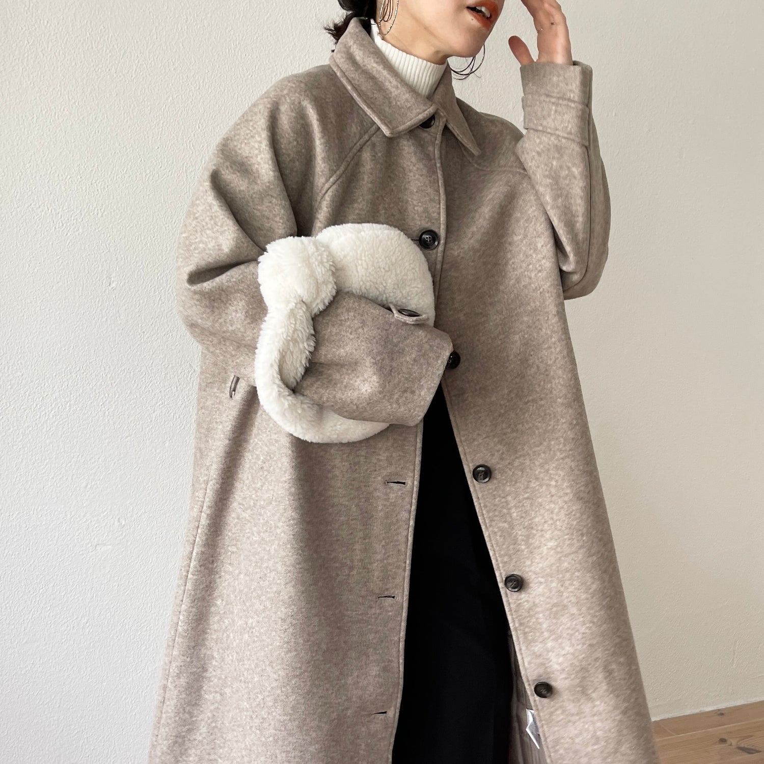 daily daily soutien collar long coat / beige